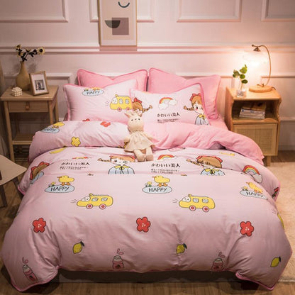 Thickened Warm Cotton And Flannel Quilt Cover Set Of Four Single And Double Cotton Milk Flannel Blanket Set Of Four