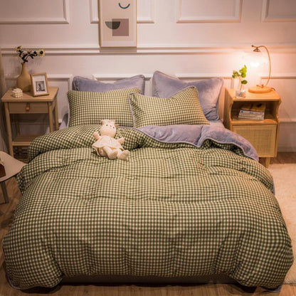 Thickened Warm Cotton And Flannel Quilt Cover Set Of Four Single And Double Cotton Milk Flannel Blanket Set Of Four