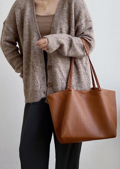 Leather Tote Bag Large Capacity Minimalist Design