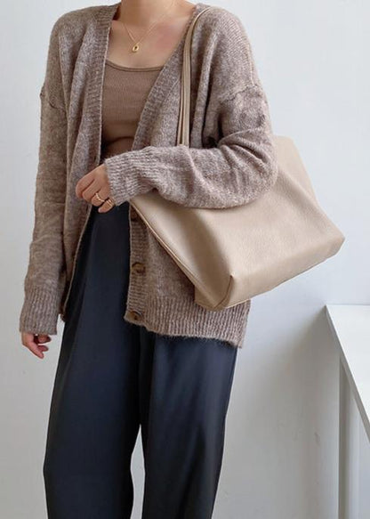 Leather Tote Bag Large Capacity Minimalist Design