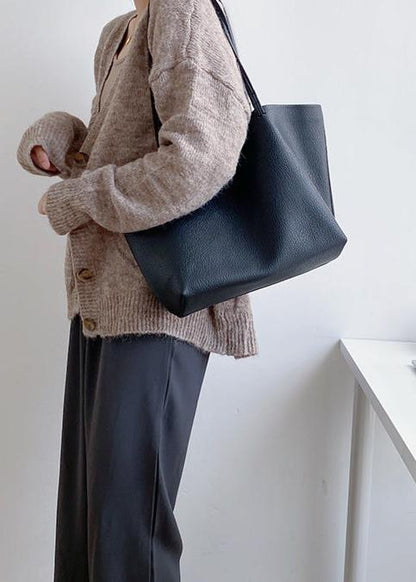 Leather Tote Bag Large Capacity Minimalist Design