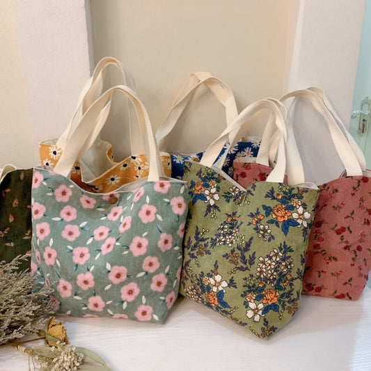Chic Vintage Corduroy Tote Bag Stylish Handbag for Daily Use
