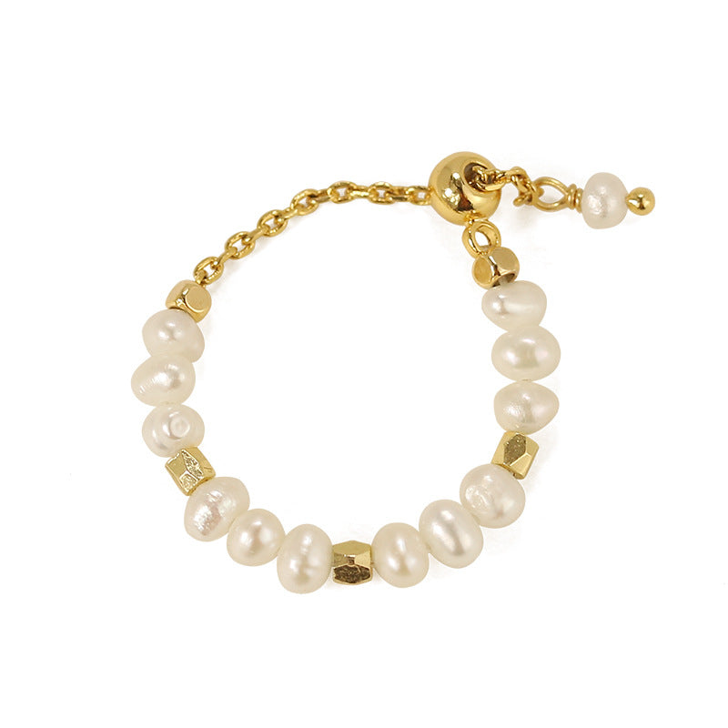 Pearl Chain Vintage Adjustable Rings
