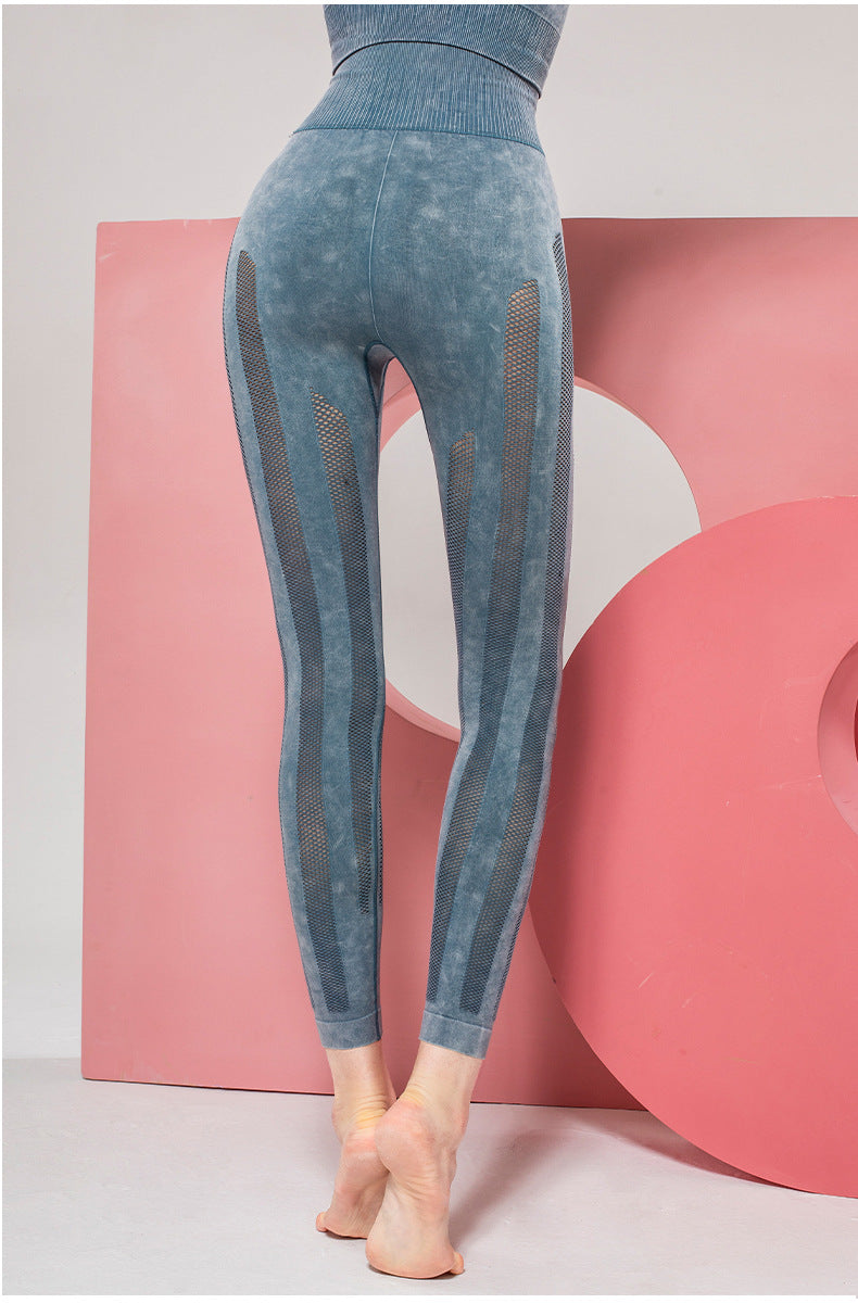 Solid Color Seamless Wash Yoga Pants Women'S Sports Tights