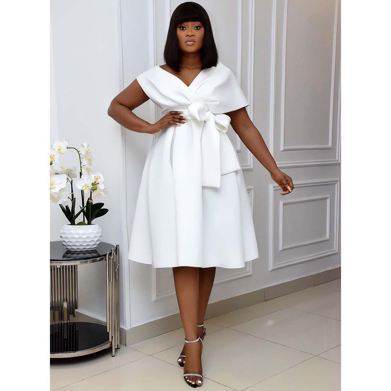 Sexy A-Line Dress With Deep V-Neck For Women