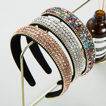 Colorful Rhinestone Wide Headband Elegant Fashion Hair Accessory
