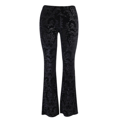 Dark Flare Pants Stylish Casual Stretchy Design