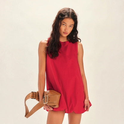 Sleeveless Hollow Lace Up Skirt