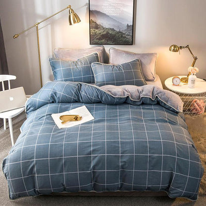 Thickened Warm Cotton And Flannel Quilt Cover Set Of Four Single And Double Cotton Milk Flannel Blanket Set Of Four
