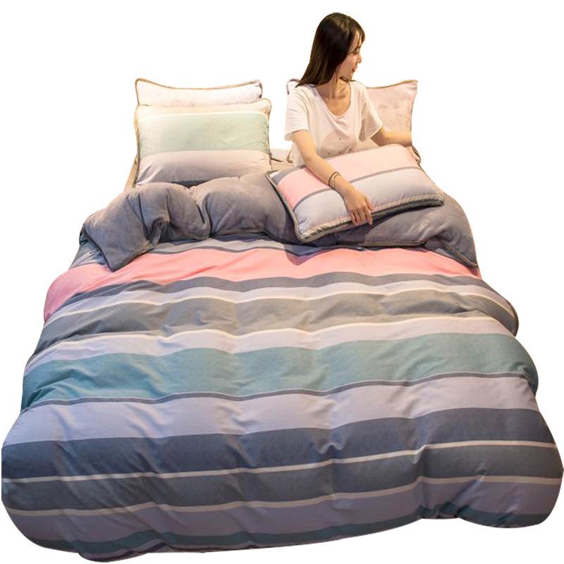 Thickened Warm Cotton And Flannel Quilt Cover Set Of Four Single And Double Cotton Milk Flannel Blanket Set Of Four