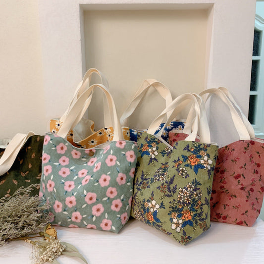 Chic Vintage Corduroy Tote Bag Stylish Handbag for Daily Use