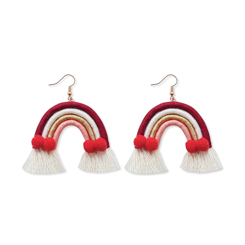 Christmas Earrings Female Creative Cartoon Christmas Bohemian Tassel Woven Handmade Earrings