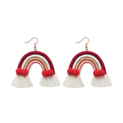 Christmas Earrings Female Creative Cartoon Christmas Bohemian Tassel Woven Handmade Earrings