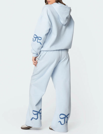 Trendy Print Loose Hoodie Sweatshirt Pants Set