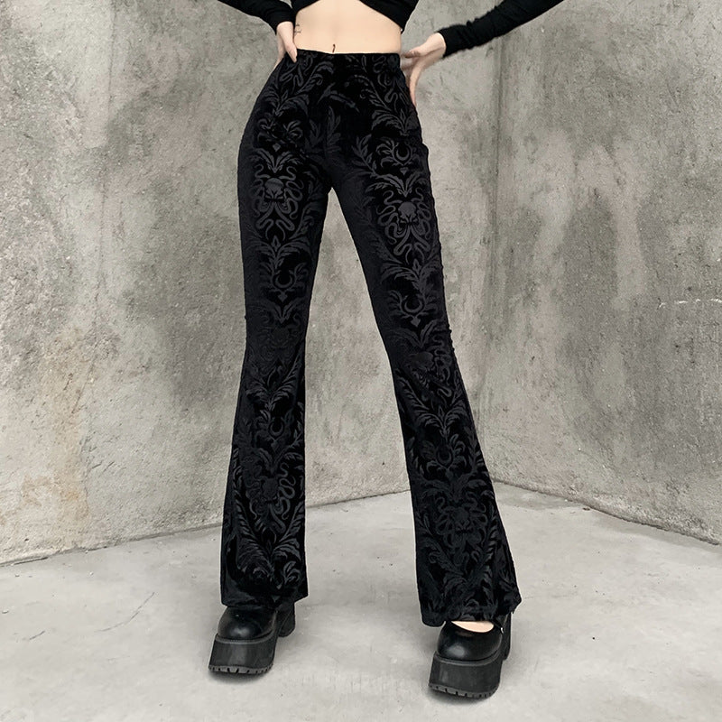 Dark Flare Pants Stylish Casual Stretchy Design