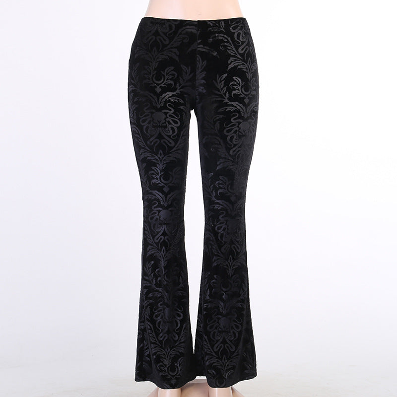 Dark Flare Pants Stylish Casual Stretchy Design