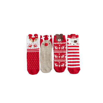 Christmas Reindeer Cartoon Funny Crew Socks