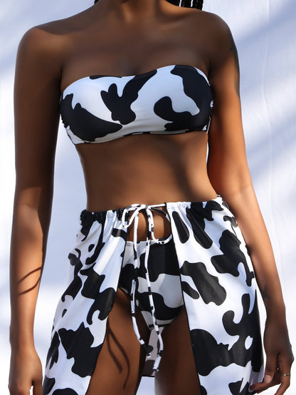 Swimsuit Cow Breast-Wearing Three-Piece Swimsuit, Skinny Bikini