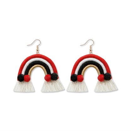 Christmas Earrings Female Creative Cartoon Christmas Bohemian Tassel Woven Handmade Earrings