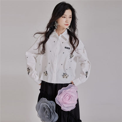 Beaded Frayed Short Shirt