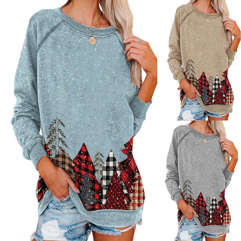 Women'S Christmas Snowy Woods Print Long Sleeve Sweatshirt