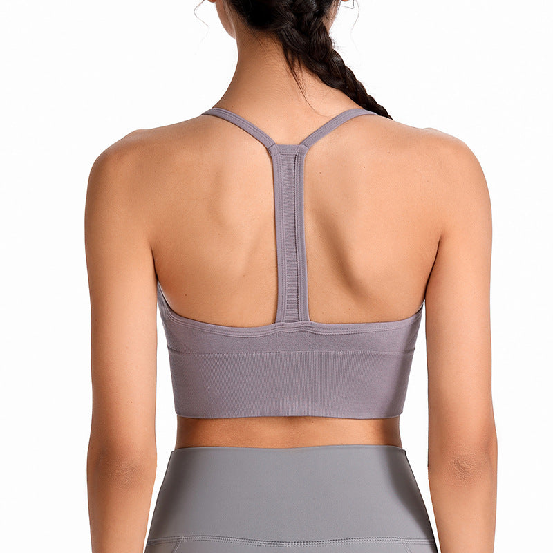Fine Shoulder Y-Type Beauty Back Sports Bra No Steel Ring Shock-Proof Gathered Sling-Style Sports Underwear