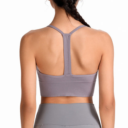 Fine Shoulder Y-Type Beauty Back Sports Bra No Steel Ring Shock-Proof Gathered Sling-Style Sports Underwear