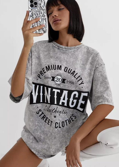 Oversized Cotton Tee With Washed Texture