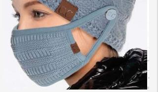 Mask And Hat Labeling Warm Thickening Without Plush Knitted Hat Without Ponytail And Wool Ball Hat