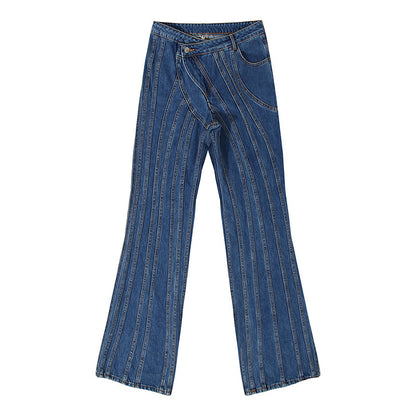 Asymmetrical Waist Design Casual Jeans