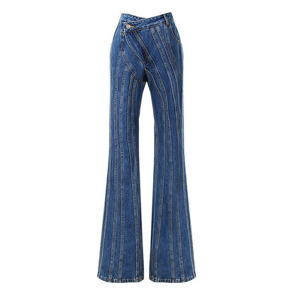 Asymmetrical Waist Design Casual Jeans