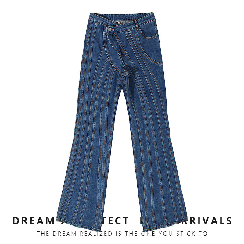 Asymmetrical Waist Design Casual Jeans