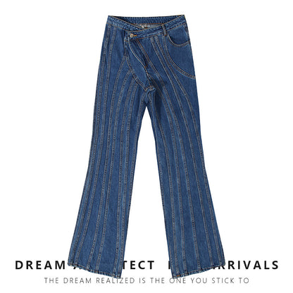 Asymmetrical Waist Design Casual Jeans