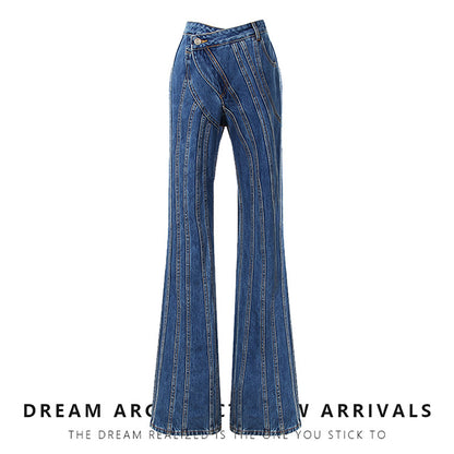 Asymmetrical Waist Design Casual Jeans