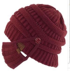 Mask And Hat Labeling Warm Thickening Without Plush Knitted Hat Without Ponytail And Wool Ball Hat