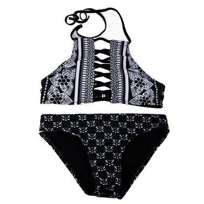 New Black And White Color Matching Retro Pattern Sexy Swimsuit Bikini
