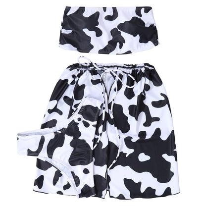 Swimsuit Cow Breast-Wearing Three-Piece Swimsuit, Skinny Bikini