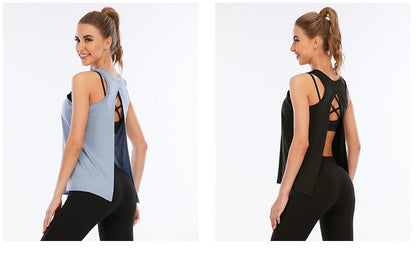 Solid Yoga Vest Women'S Slim Sports Running Large Fitness Shirt