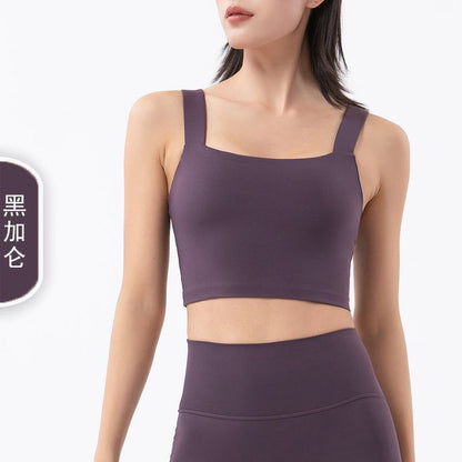 Nude Gathered Shockproof Sports Vest Women'S Sling Deep U-Back Yoga Vest Sports Bra