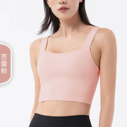Nude Gathered Shockproof Sports Vest Women'S Sling Deep U-Back Yoga Vest Sports Bra