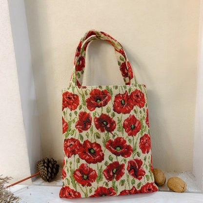 Vintage Tulip Pattern Handbag Stylish Tote Bag