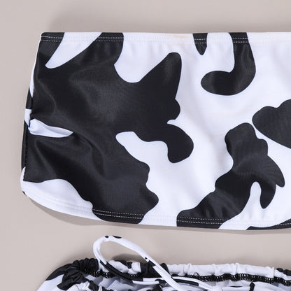 Swimsuit Cow Breast-Wearing Three-Piece Swimsuit, Skinny Bikini