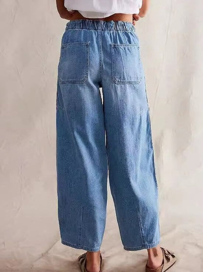 Loose Low Waist Barrel Washed Jeans