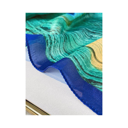 Peacock Feathers Print Silk Imitation Scarf
