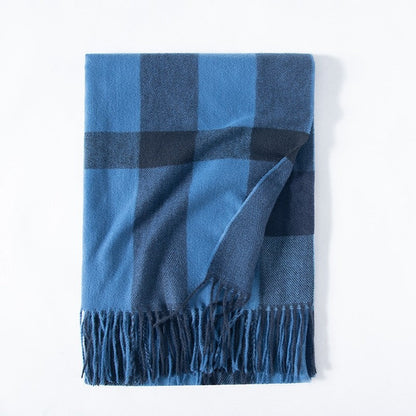 Plaid Print Tassled Imitated Cashmere Warm Shawl Scarf
