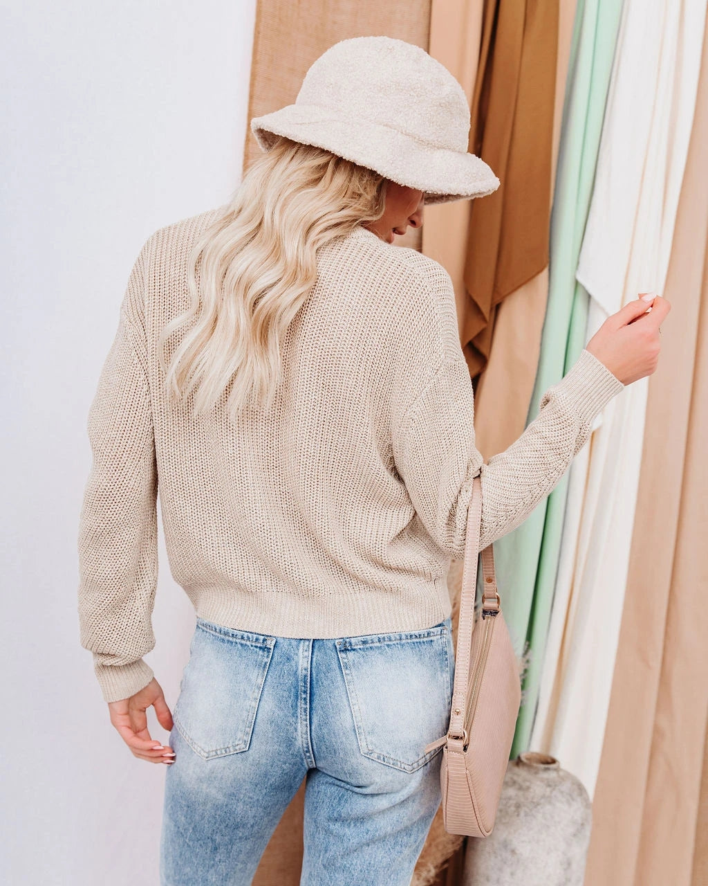 Two-Sided Knit Sweater Temperament Commuting Loose Solid Color Sweater Women'S Jacket Cardigan