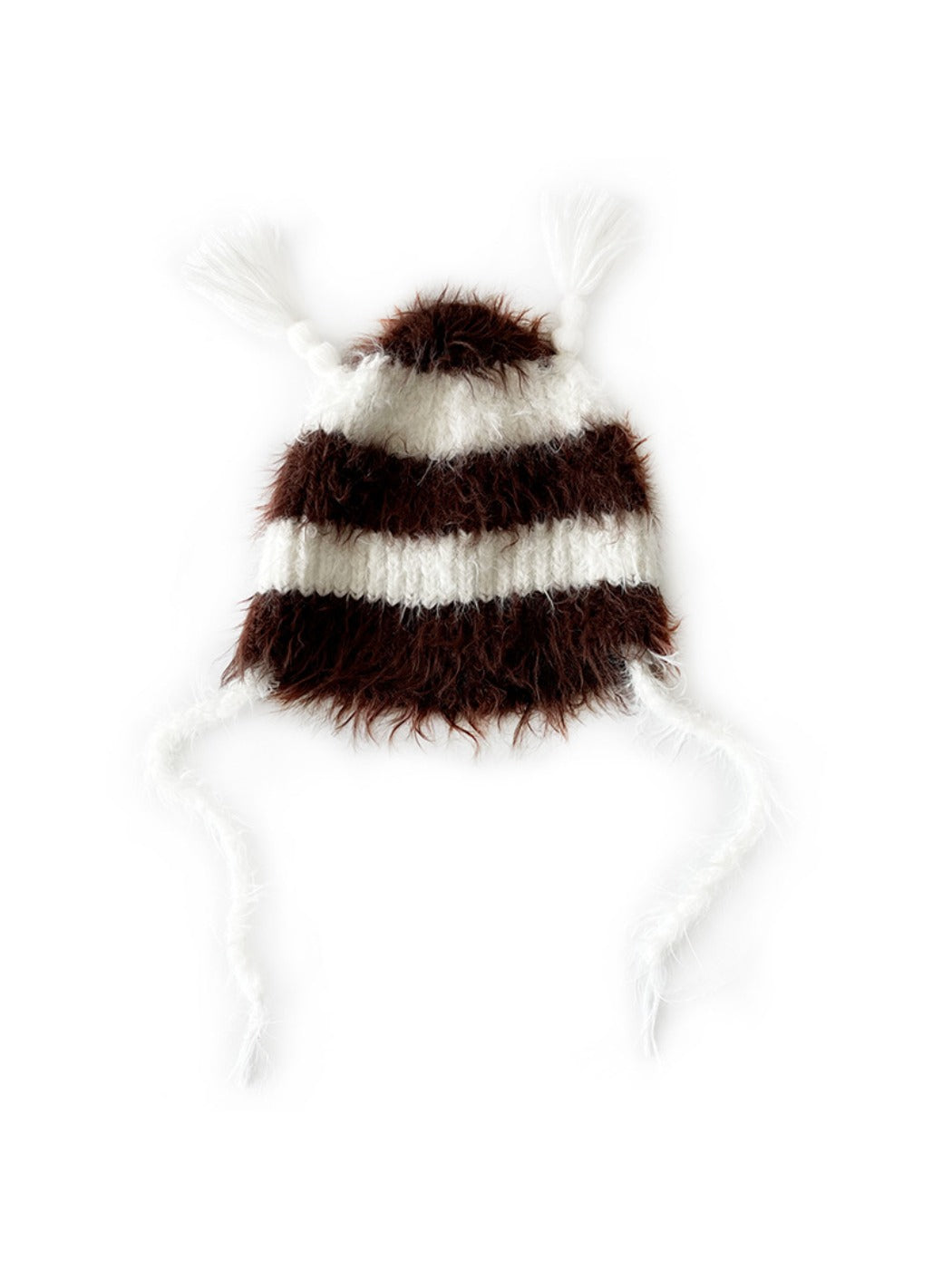 Haila - Cute Striped Knitted Beanie with Braids