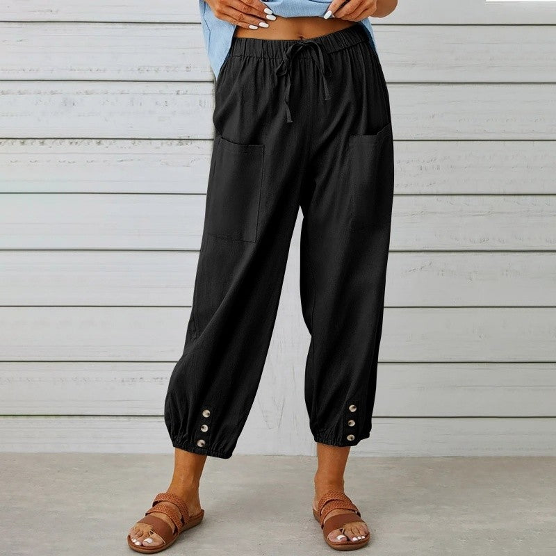 Solid Color High Waist Wide Leg Pants