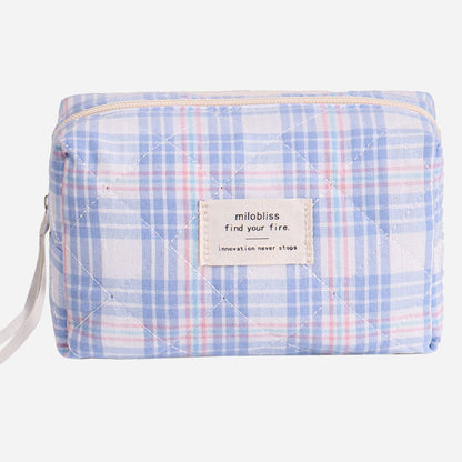 Simple Plaid Large Capacity Makeup Bag