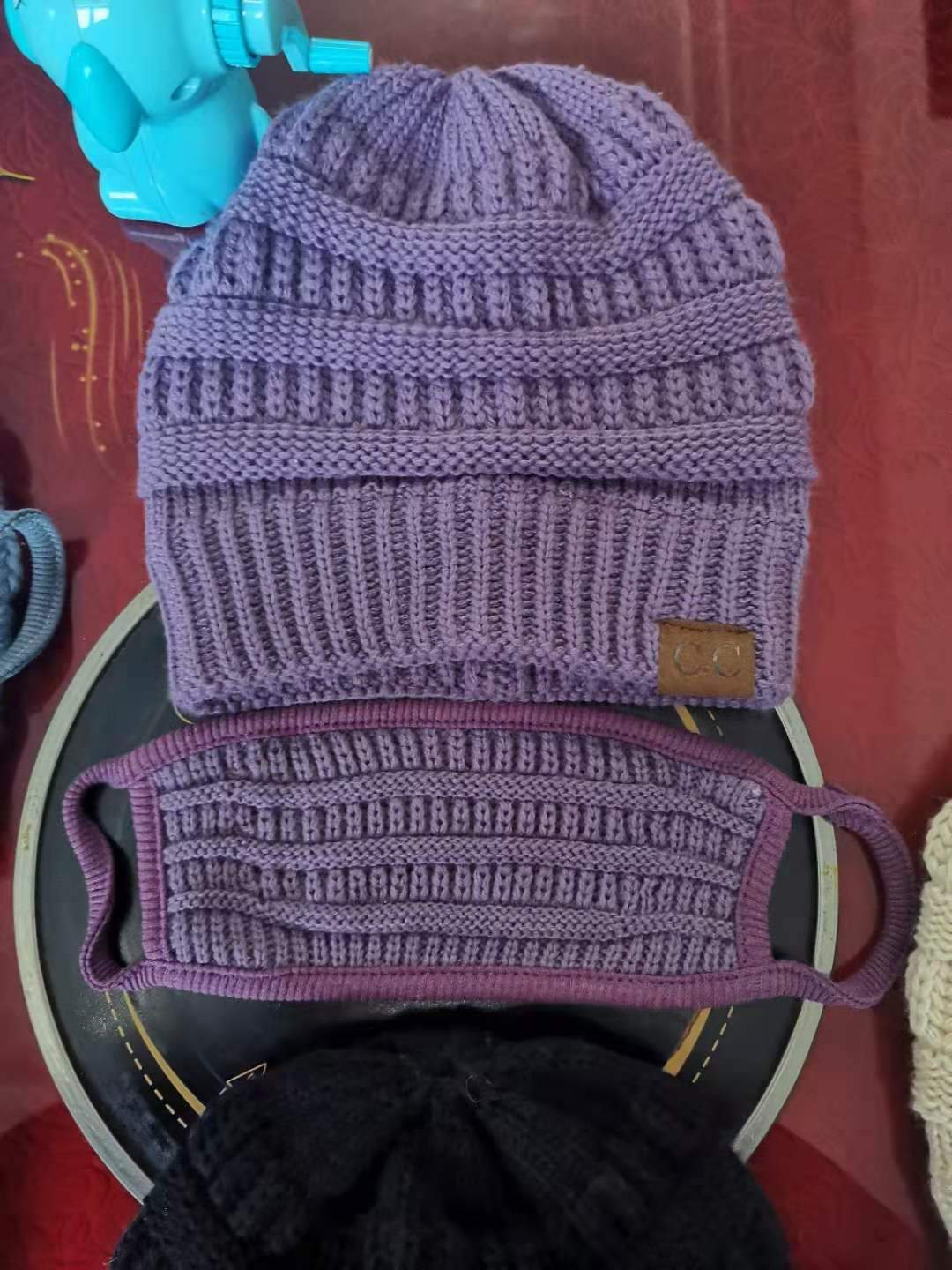 Mask And Hat Labeling Warm Thickening Without Plush Knitted Hat Without Ponytail And Wool Ball Hat